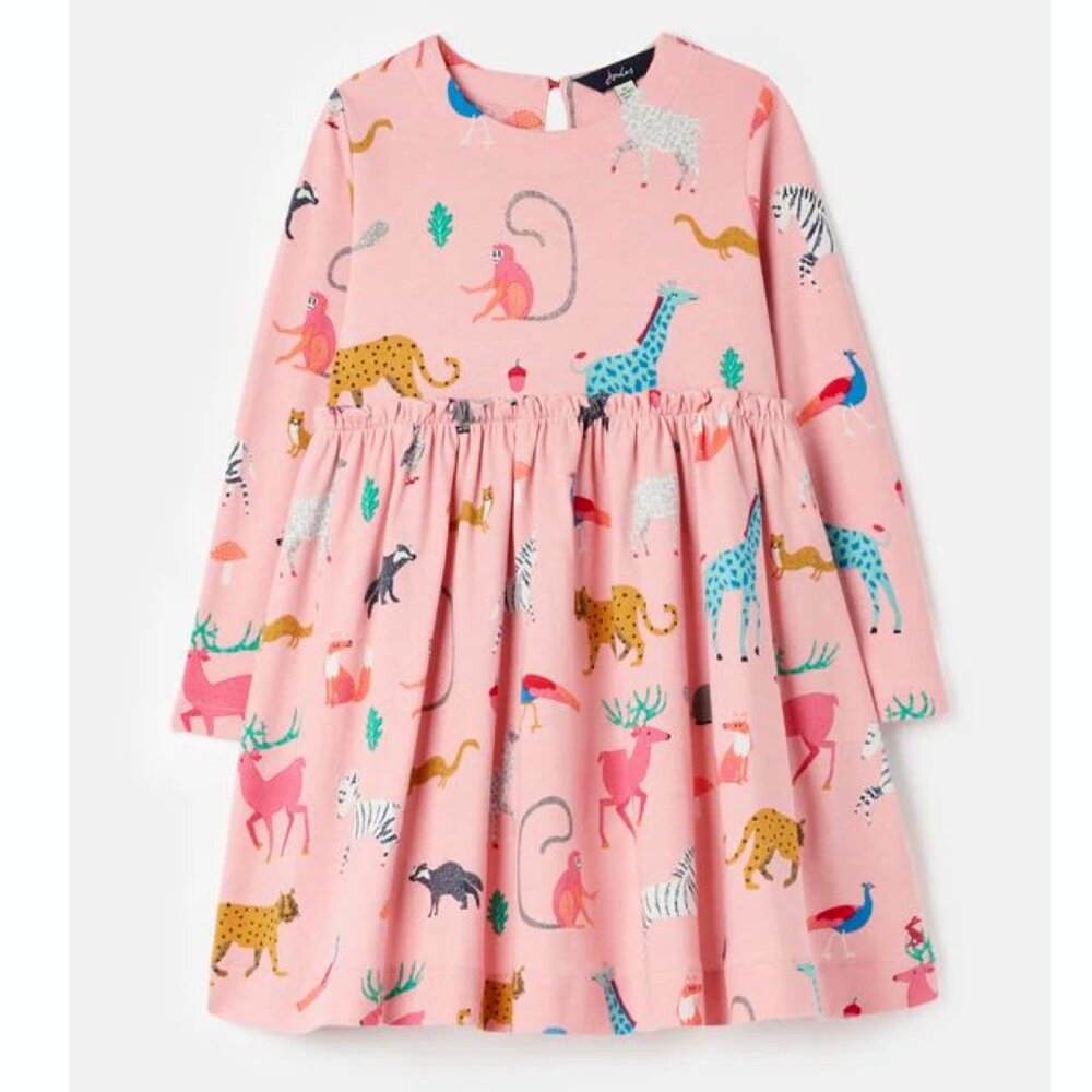 Joules Girls Pink Animal Hampton Girls Dress 7